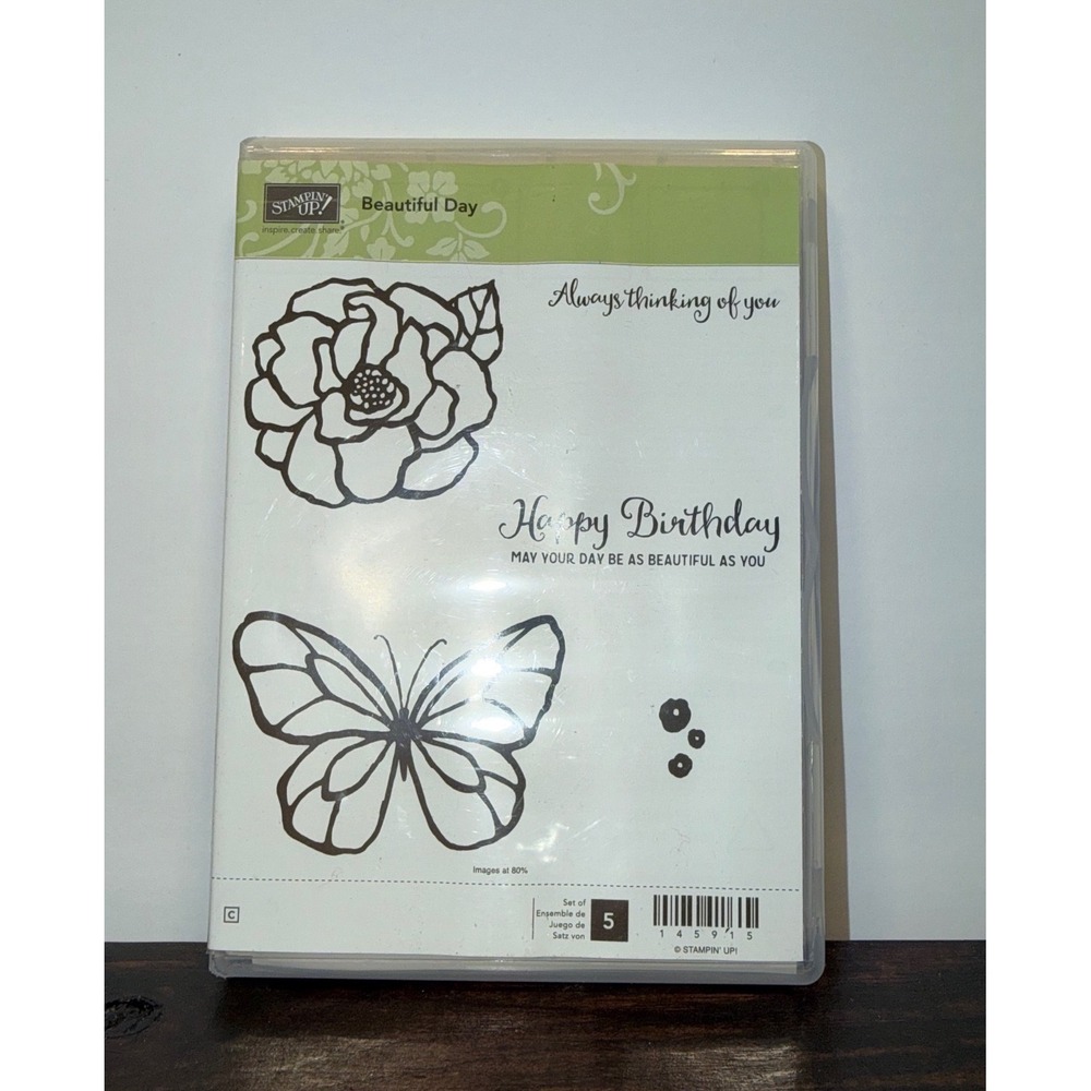 Stampin' Up! Beautiful Day Stamp‎ Set Flower Butterfly Birthday Thinking of You